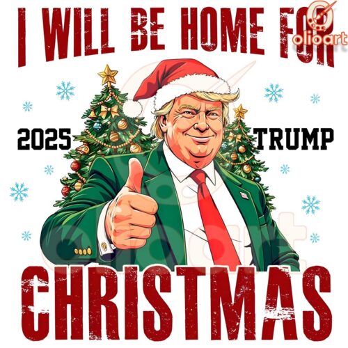 Trump 2025 Home for Christmas with Santa Hat PNG Magic