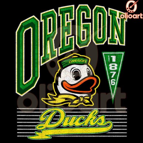 Vintage Oregon Ducks 1876 Football Logo in Retro PNG Style