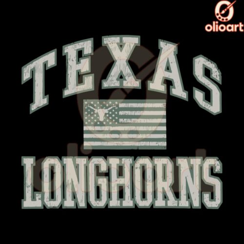 Vintage Texas Longhorns American Flag Logo in PNG Format