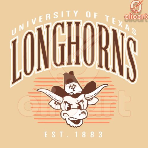 Vintage Texas Longhorns Football Logo SVG Est 1883 Classic Design