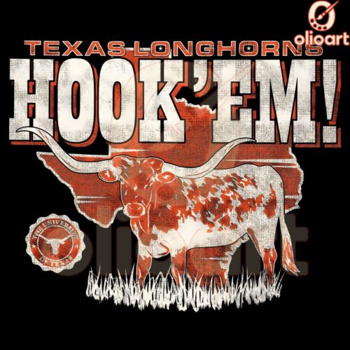 Vintage Texas Longhorns Hook Em Mascot Logo PNG Design