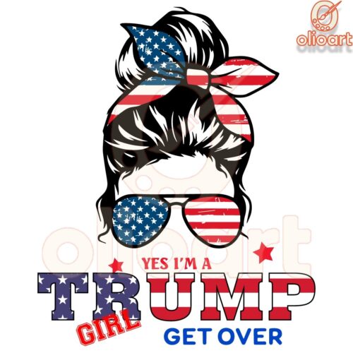 Vintage Trump Girl Get Over It American Flag SVG Design