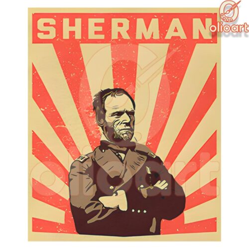 Vintage William Tecumseh Sherman Propaganda Art PNG