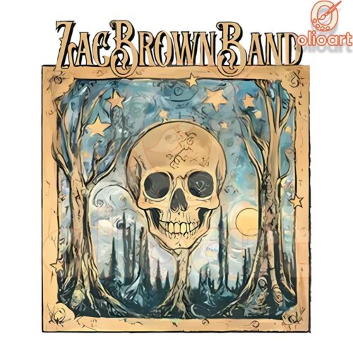 Zach Brown Band Skull Art Stunning PNG Design