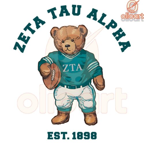 Zeta Tau Alpha 1898 Sorority Teddy Bear Design PNG