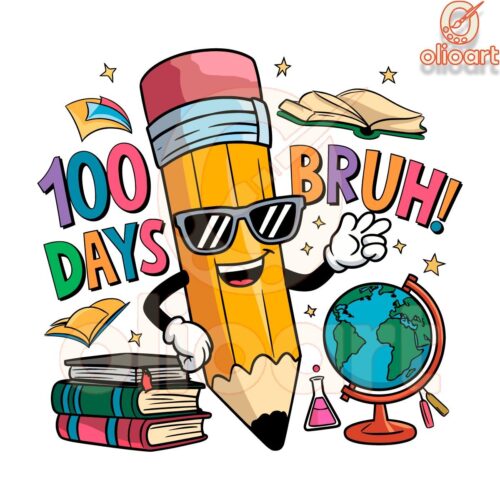 100 Days Bruh Cartoon School PNG