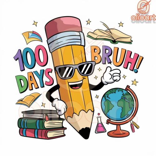 100 Days Bruh Cartoon School PNG