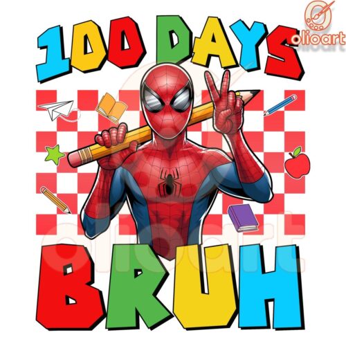 100 Days Bruh Spiderman School PNG