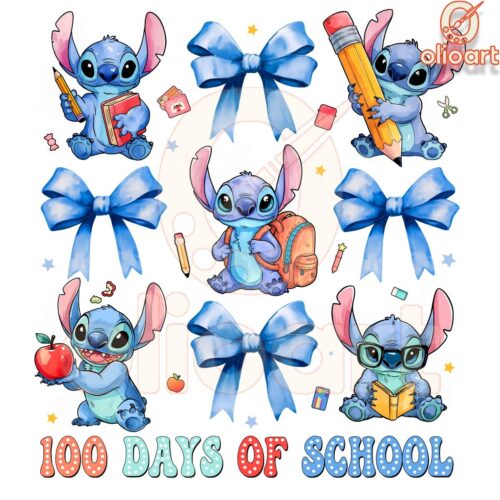 100 Days Of School Coquette Stitch PNG