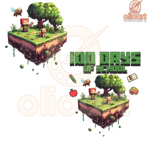 100 Days Of School Minecraft Game PNG