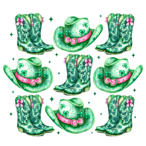 Lucky Cowgirl St. Patrick's Day Western Boots & Hat PNG