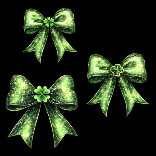 St. Patrick's Day Coquette Bow glitter png