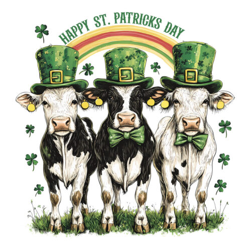 Happy St. Patrick's Day Cow Lucky Shamrock Png