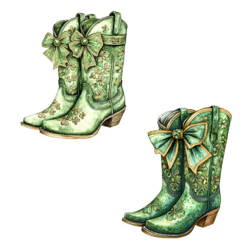 St. Patrick's Day Western Coastal Cowgirl Boot Png