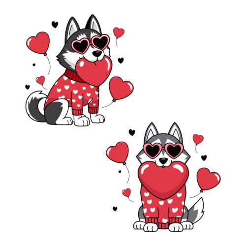 Valentine Day Husky Sibir Love Balloon Svg