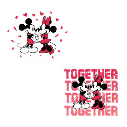 Mickey Minnie Love Together Valentine Day Design Svg