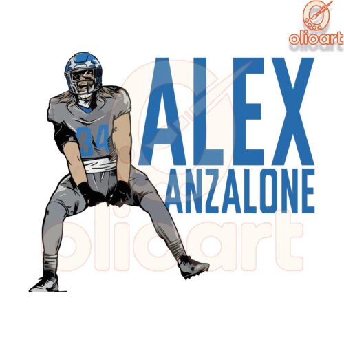 Alex Anzalone Grit Pose Detroit Lions Football PNG Art