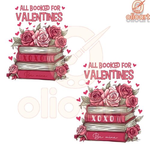 All Booked Up Cute Valentine Teacher PNG Design