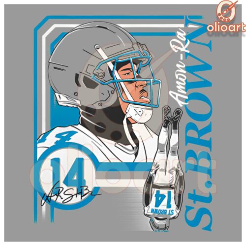 AmonRa St Brown Detroit Lions Collage Frame PNG Art