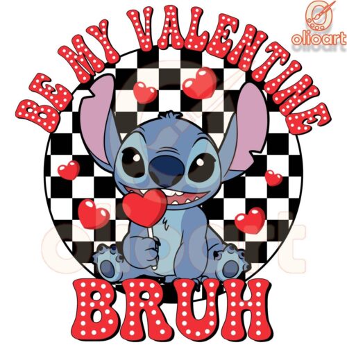 Be My Valentine Bruh Checkered Stitch PNG Design