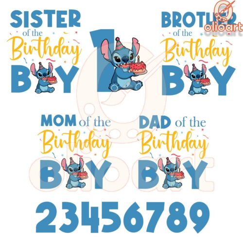 Birthday Boy Stitch Family Bundle PNG Magic