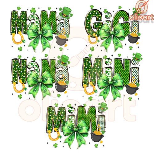 Bundle St. Patrick's Day Lucky Mom Coquette Bow PNG