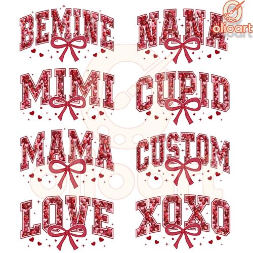 Bundle Valentine Coquette Sparkly Glitter XOXO PNG