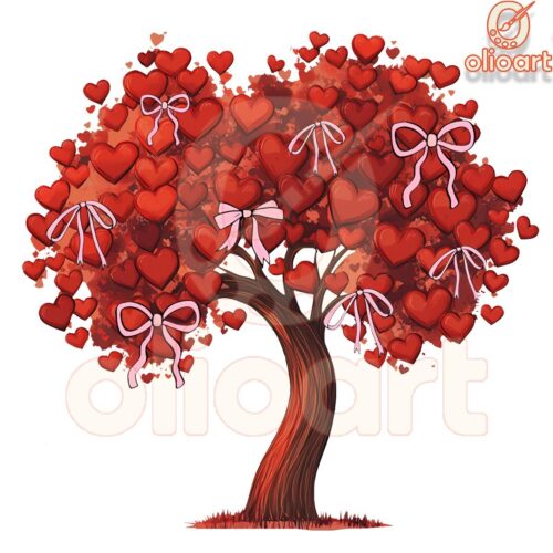 Charming Coquette Heart Tree SVGPNG for Valentines Day