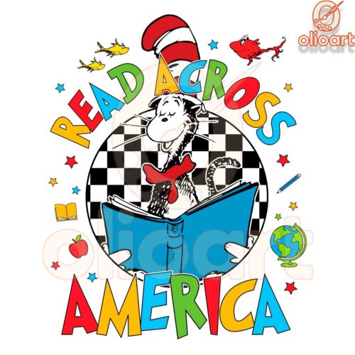 Checkered Cat In The Hat Read Accross America PNG