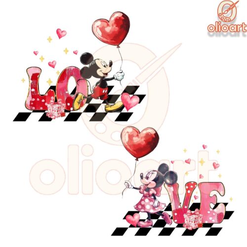 Checkered Couple Disney Love Valentine PNG