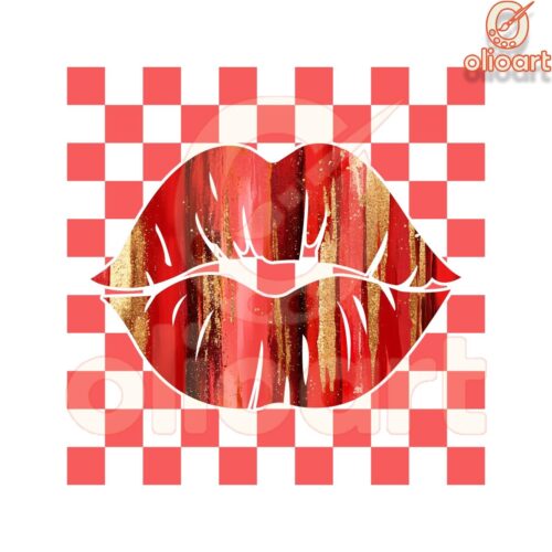 Checkered Lips Valentines Day Png