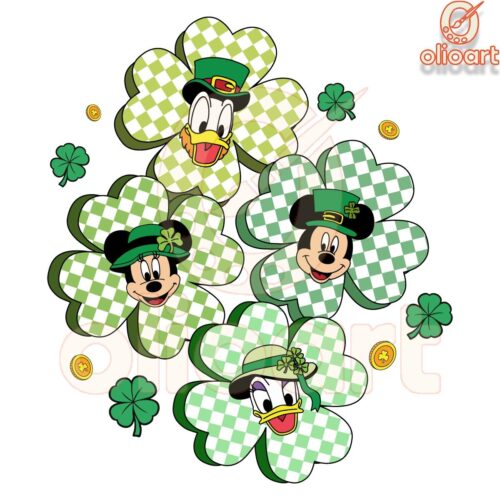 Checkered Lucky Clover Mickey Friends PNG Magic