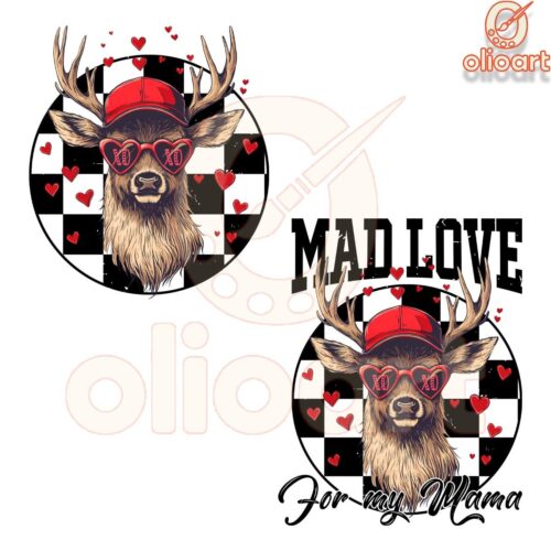 Checkered Mad Love For My Mama Valentine Hunting PNG