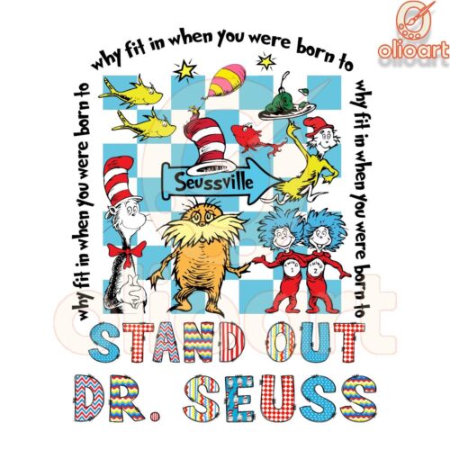 Checkered Stand Out Dr. Seuss PNG