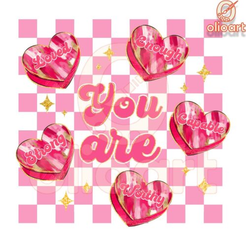 Checkered Valentine You Are Enough Loved PNG