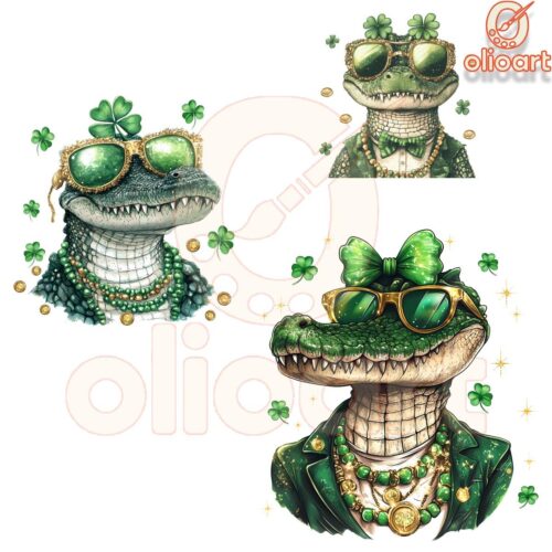 Chic Clover Bow Gator St Patricks Day PNG Design