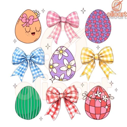 Chic Coquette Easter Eggs in PNG Format