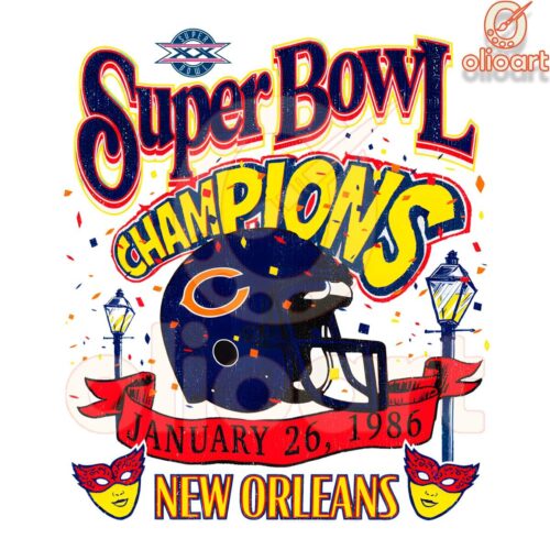 Chicago Bears 1986 Super Bowl Champions PNG Relive the Glory