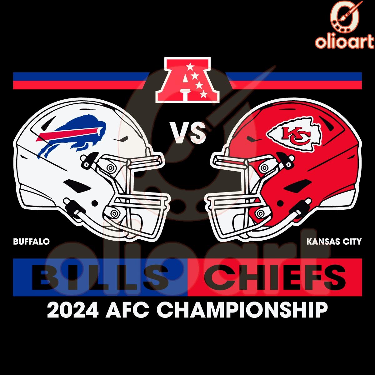 Chiefs vs Bills 2024 AFC Championship SVG Epic Matchup Artwork