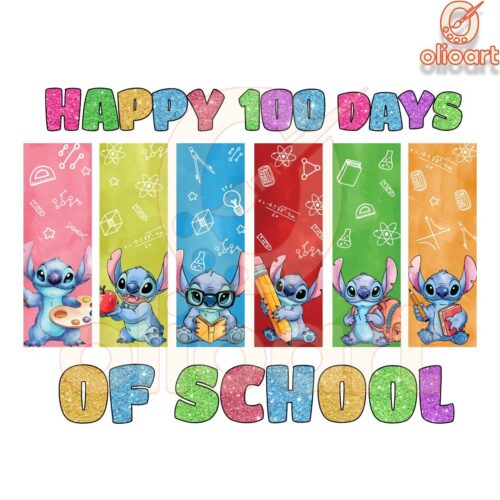 Colorful Stitch Happy 100 Days OF School PNG