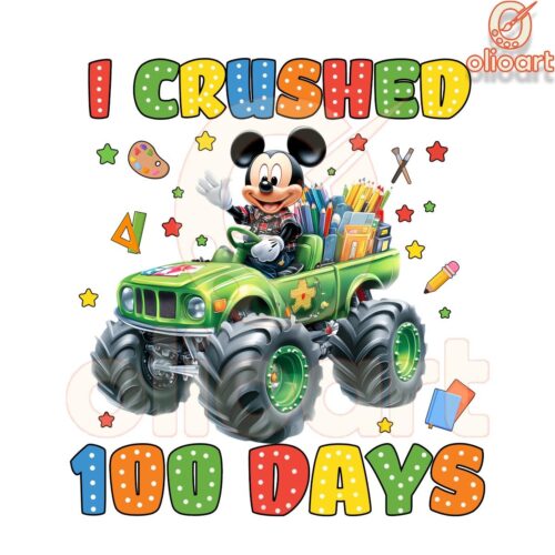 Crushed 100 Days with Mickey PNG Design