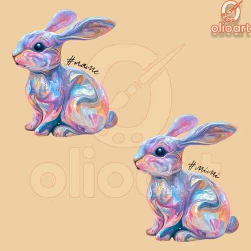 Custom Name Easter Bunny PNG Colorful and Festive Design