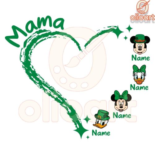 Custom name Mama Heart Lucky Mickey Friends