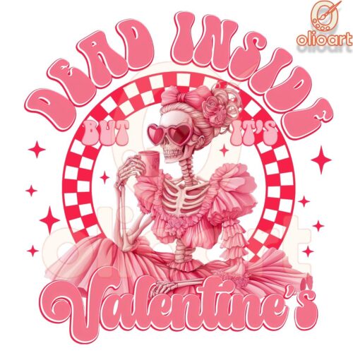 Dead Indide But It's Valentine Pink Skeleton PNG