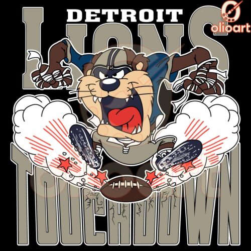 Detroit Lions Touchdown with Looney Tunes Mascot NFL PNG