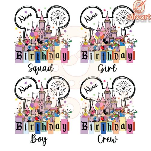 Disney Castle Birthday Squad Custom Name SVGPNG Design