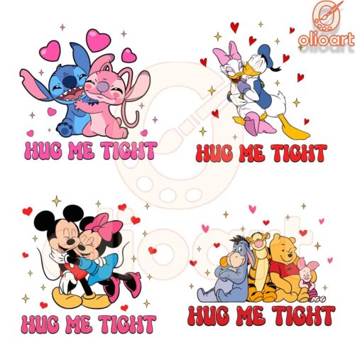 Disney Couple Hug me Tight Valentine PNG