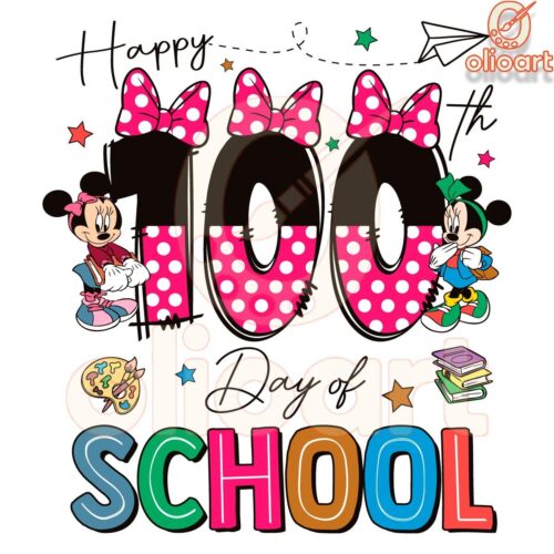 Disney Magic Mickey Minnie Celebrate 100 Days of School PNG