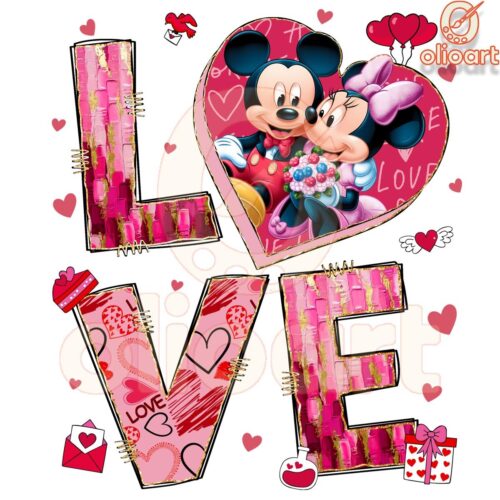 Disney Mickey Minnie Love SVGPNG Perfect for Pink Valentine