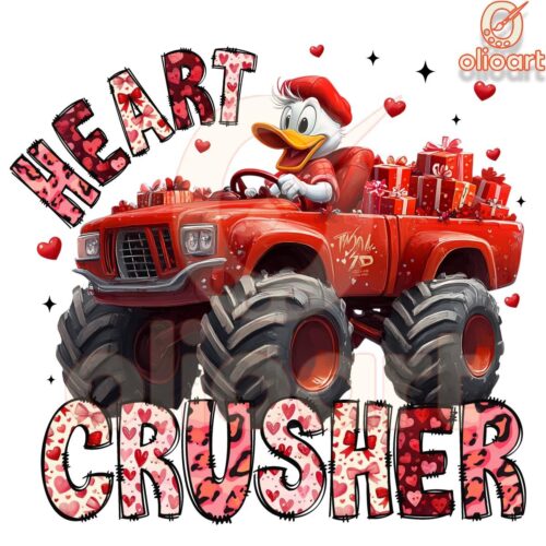 Doanld Duck Valentine Heart Crusher Tractor PNG